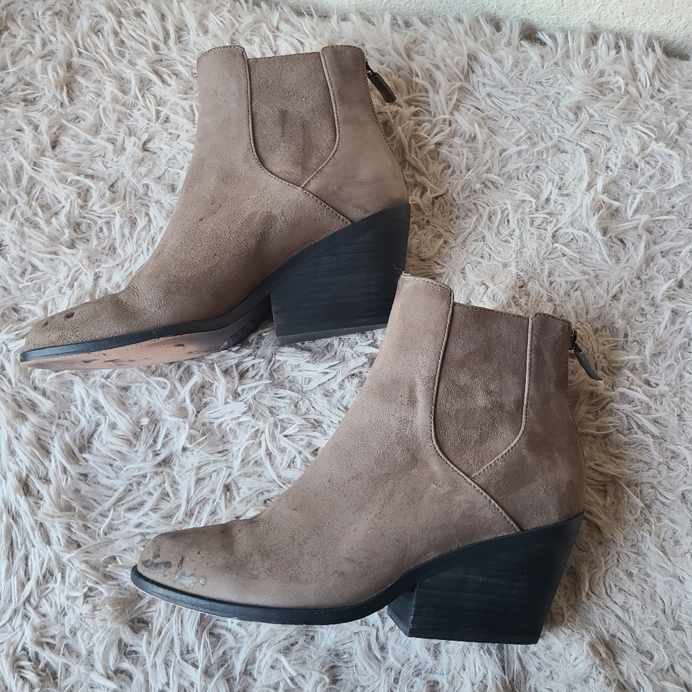 EILEEN FISHER Ankle Boots Booties Taupe Gray Soft Suede Leather Women's … - Picture 6 of 13